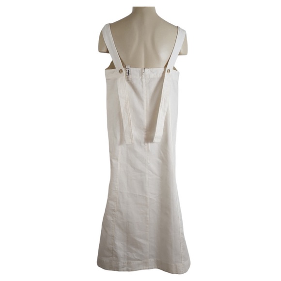 Madewell Princess Seamed Midi Shift Dress Sz L Ivory Linen Cotton Sundress - Picture 4 of 8